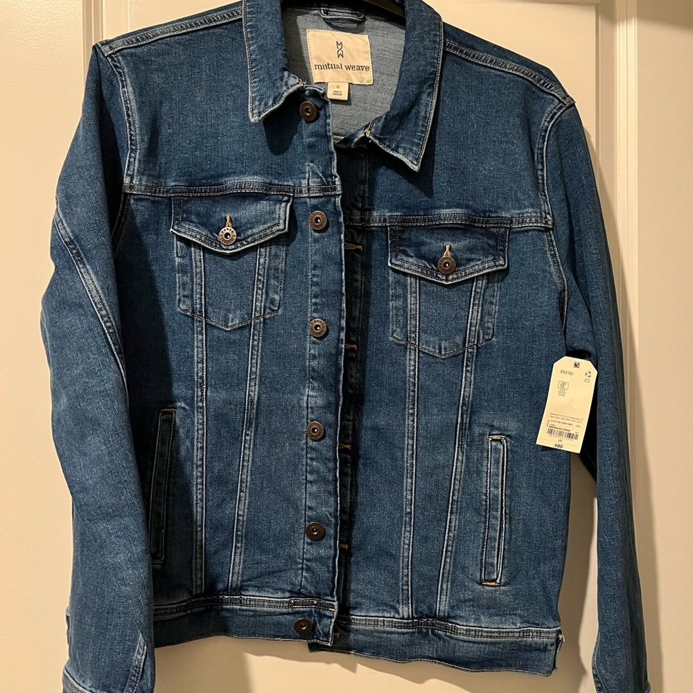 Denim Jacket Men’s Mutual Weave with Button Closure Large Tall LT